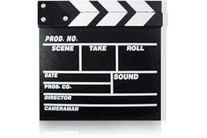 Odowalker Movie Film Clap Board, 7.87x7.87 inch Black Clapper Board Clap-Stick Dry Erase Cut Action Scene for Hollywood Camera Film Studio Home Movie Video