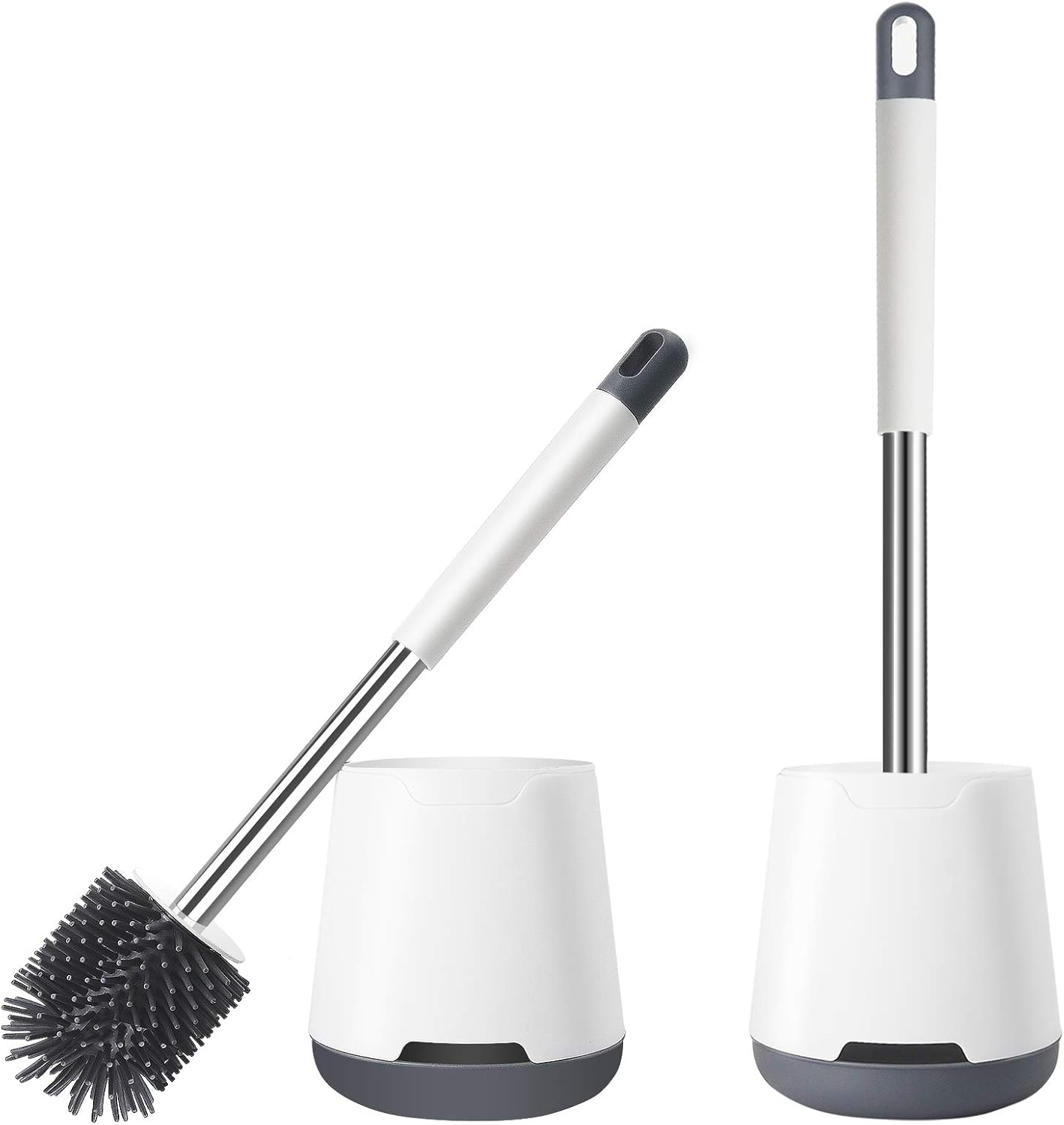 Looking For Sales Agent Toilet Brush And Holder 2 Pack Silicone Toilet Brush With No Slip Long Stainless Steel Handle And Quick Drying Holder Silicone Toilet Cleaning Brushes And Holders Set For Bathroom