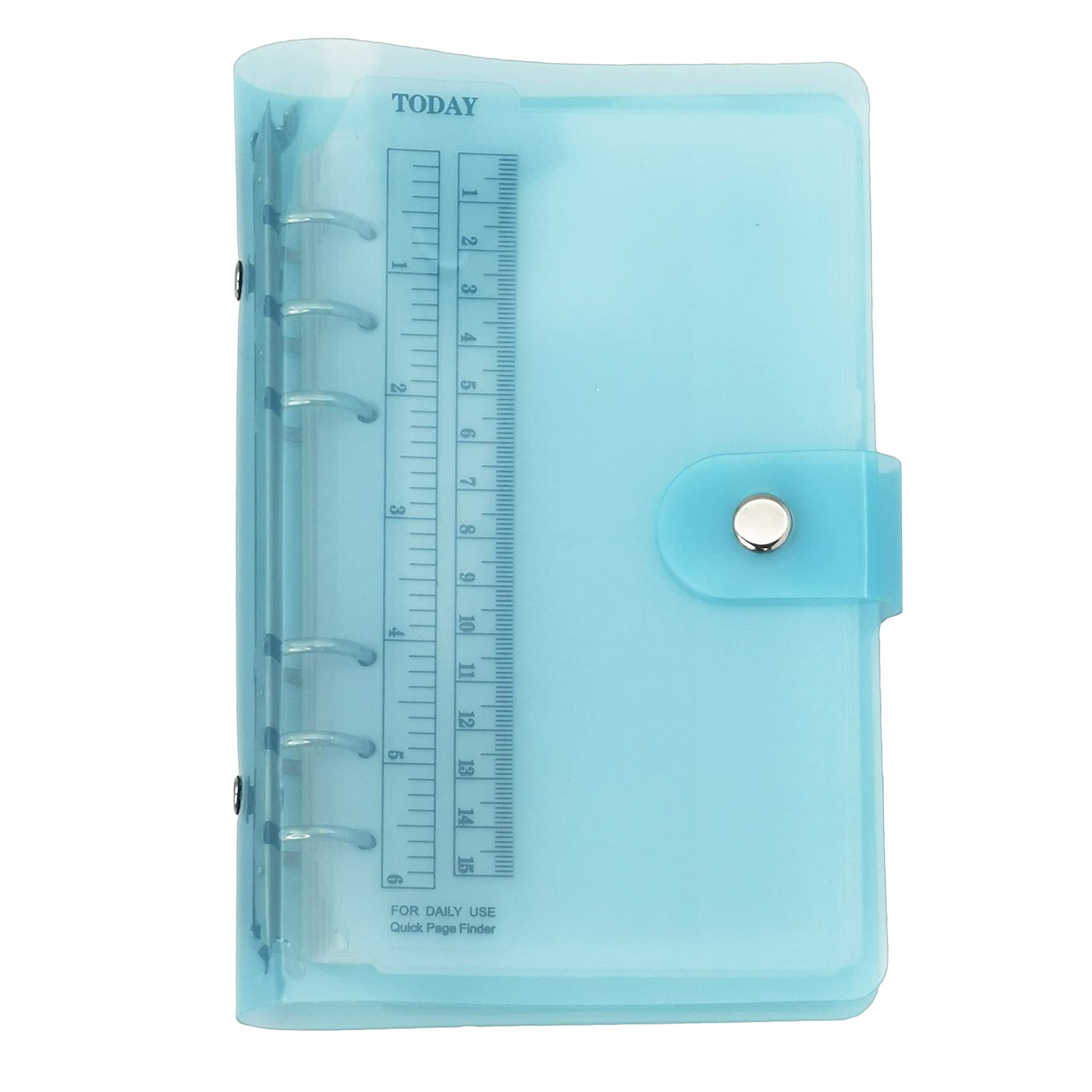 A6 A5 6-Holes Colorful PVC Cover Round Ring View Binder with Snap Button Closure File Folder (Blue Radiance, A6 Combo)