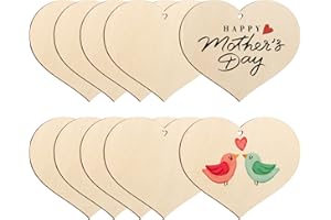 SOPHENA Wooden Heart Ornaments to Paint 7 Inch, Large Size Wooden DIY Blank Unfinished Heart Wood Discs Ornament for Crafts Hanging Decorations