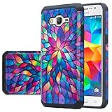 Galaxy Grand Prime Case, Samsung Galaxy Go Prime [Shock Absorption / Impact Resistant] Hybrid Dual Layer Armor Defender Protective Case Cover for Galaxy Grand Prime, Rainbow Flower