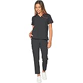 Dagacci Medical Uniform Unisex 4-Way Stretch Scrubs Set Top and Pants