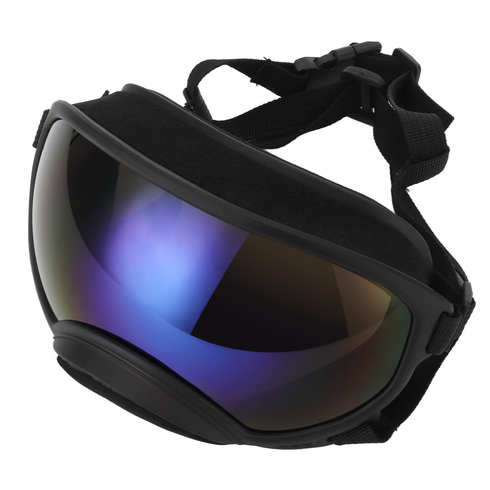 Socobeta Dog Goggles Eye Wear Anti UV Pet Sunglasses Adjustable Glasses Strap(Black frame blue film)