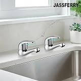 JASSFERRY Chrome Basin Taps Pair Hot Cold 1/2" Faucets with Lever Handles view 4
