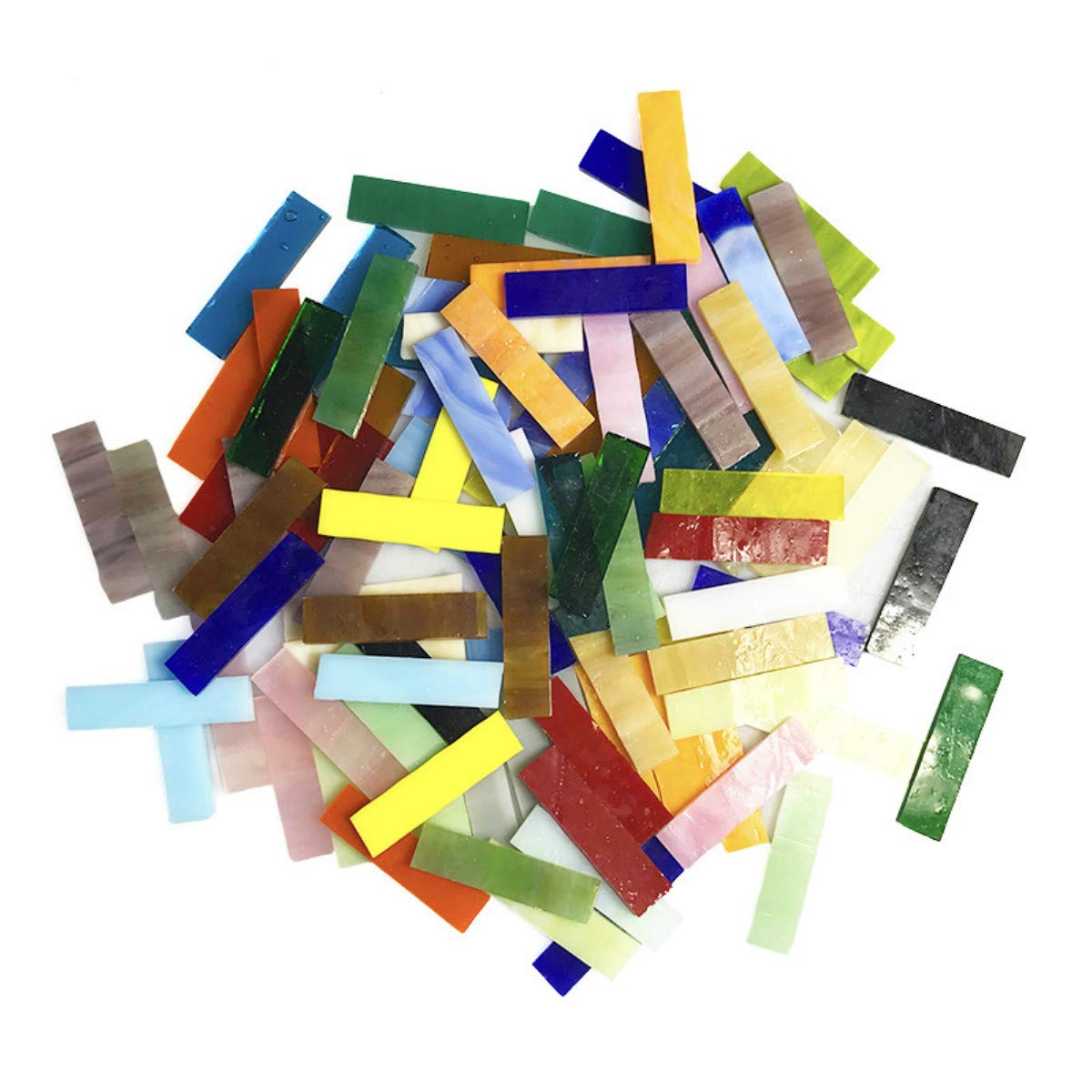 1 X 4 cm Stained Glass Strip,DIY Glass Mosaic Hobbies,DIY Crafts,Plates,Picture Frames,Flower Pots,Handmade Jewelry 200g (Mixcolor)