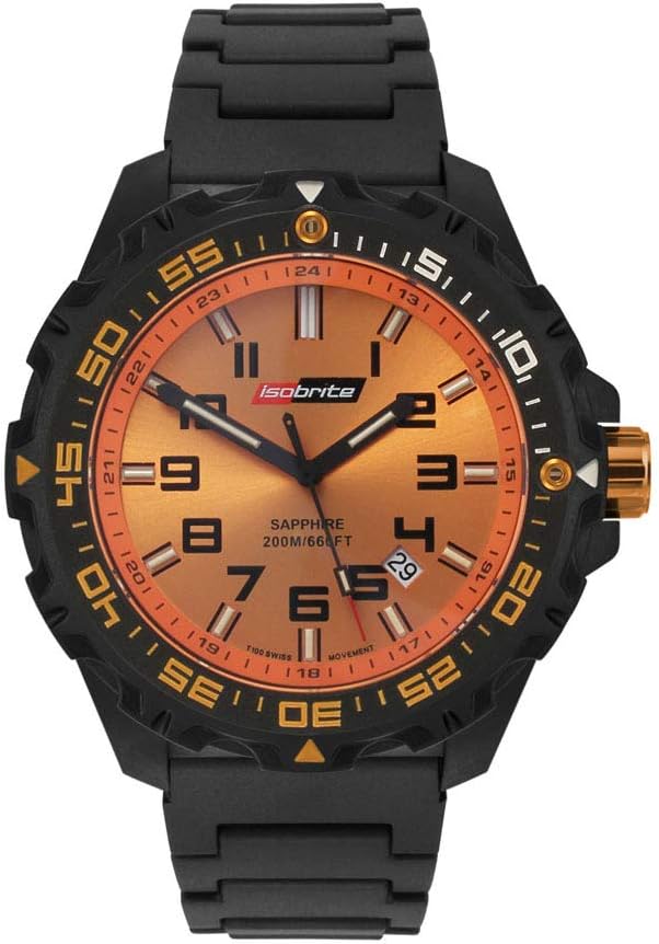 ISO312 Valor Series Black and Orange T100 Watch Black Polyurethane Band