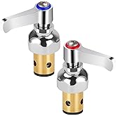 Hot &amp; Cold Side Spindle Assembly for T&amp;S Brass Faucet Handle Stem Assembly Fit for Eterna Valve Replace 002713-40 002714-40 (1 Pair Red &amp; Blue)