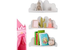 Cloud Wall Shelf Set of 3 Corner Hanging Shelf Nursery Book Shelfs, Scalloped Design, for Living Room Baby Room Bathroom Offi