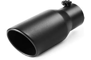 A-KARCK Exhaust Tip 3.5 Inch Inlet, 3.5" Inlet 5" Outlet 12" Long Black Coated Finish Muffler Tip For Truck Tailpipe, Stainless Steel Rolled Edge