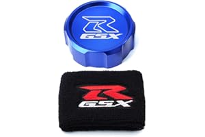 MOWOK For Suzuki GSX-R Gsxr 600 750 1000 GSX-R750 gsx-r600 gsxr1000 Motorcycle CNC aluminium alloy Front Brake Fluid Reservoir Protection Cover and Reservoir cap sock (Blue)