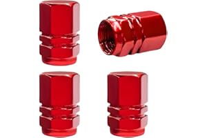 JUSTTOP 4PCS Car Tire Valve Stem Caps, Aluminum Alloy Leak-Proof Hexagon Shape Design Wheel Valve Covers, Corrosion Resistant