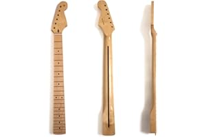 Premium Maple Guitar Neck for Fender Stratocaster-Style Guitars, 22 Medium Jumbo Frets, Bone Nut, C Shape,14" Radius, Adjusta