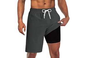 UNICOMIDEA Men Swim Trunks with Compression Liner 9 Inch Long Board Shorts