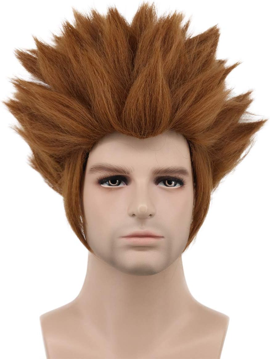 Karlery Mens Short Straight Dark Brown Wig Halloween Costume Cosplay Party Wig