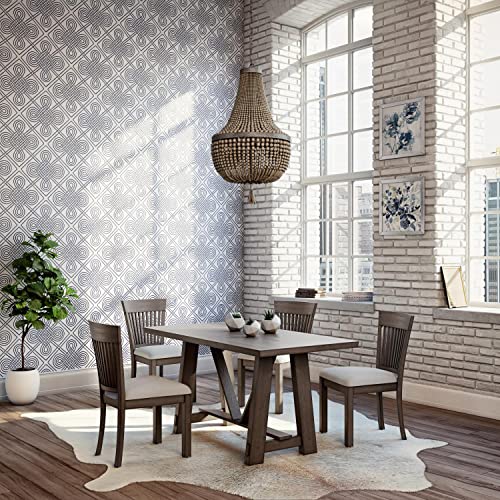 DENZUS Home Fare Farmhouse Style Wood Trestle 60" Dining Table in