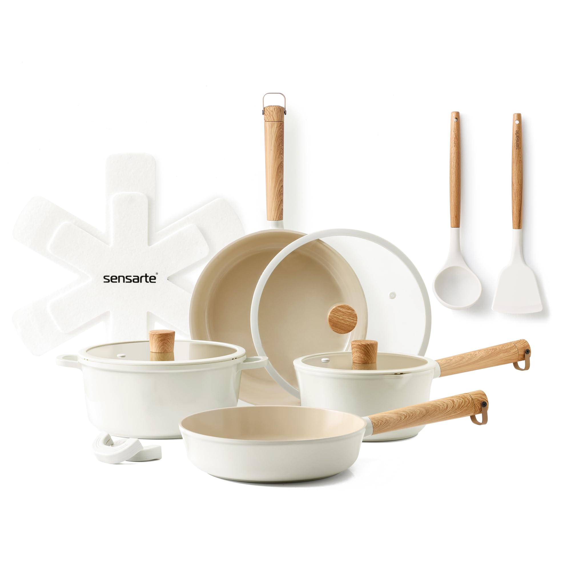 Photo 1 of SENSARTE Ceramic Nonstick Cookware Set, Non-toxic Healthy Pots and Pans Set Ceramic Coated Kitchen Cooking Set, Free of Intentionally Added PFAS/PTFE, Dishwasher&Oven Safe Induction Compatible, 13pcs
