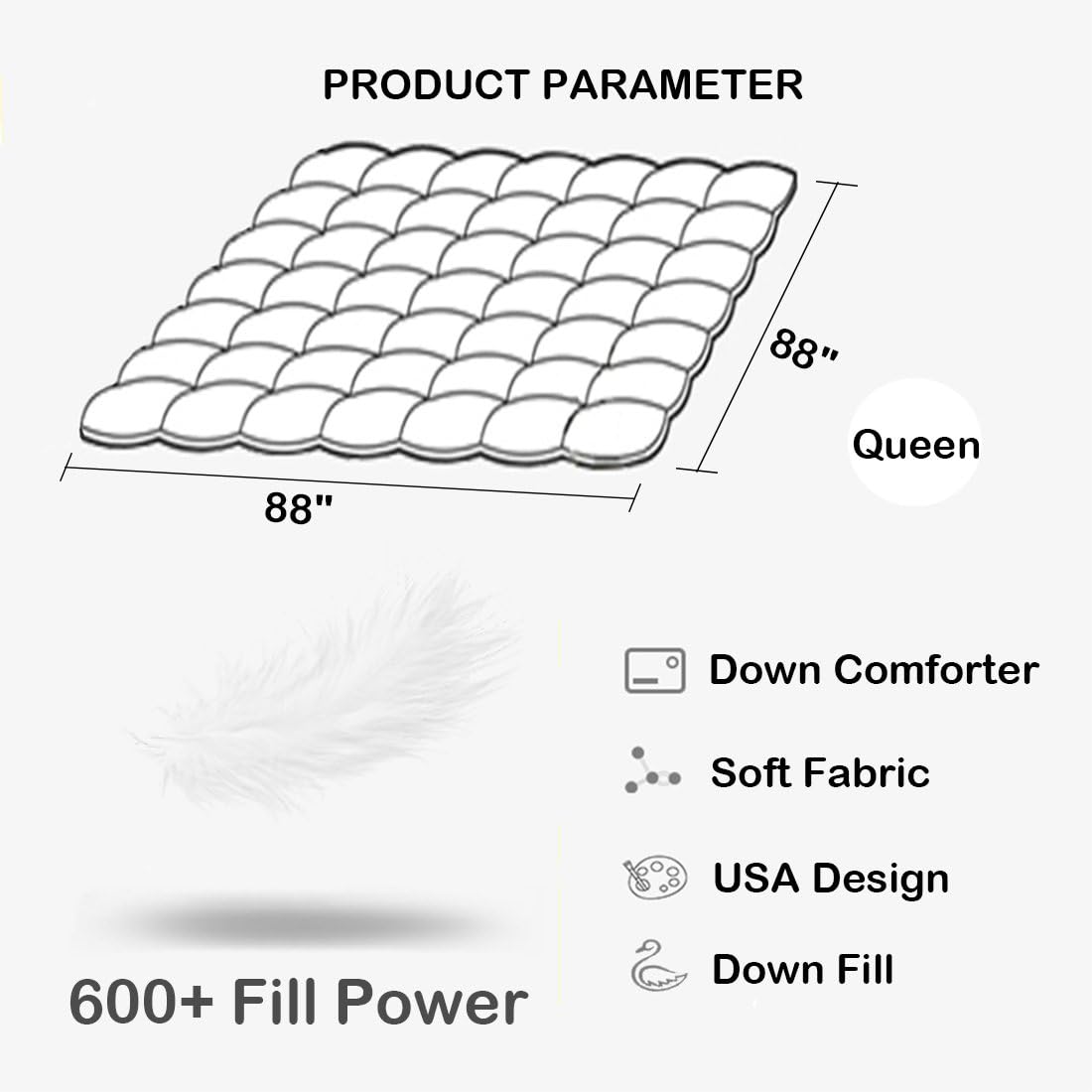 Basic Beyond Lightweight Down Comforter Duvet Insert Queen - with Corner Tabs, 600+ Fill Power, Ultra Soft Shell: Home & Kitchen