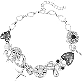 Black Heart Chunky Choker Necklace, Star Choker Necklace for Women Gothic Y2K Aesthetic Outfit Jewelry Accessories Vintage Retro Chunky Costume,Suitable for Mother's Day,Halloween and Christmas Day