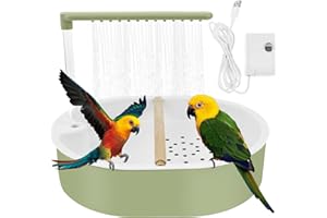 Tcwhniev Parakeet Bird Bath for Cage Indoor, Bird Shower Bath Generous Capacity USB Electric Circulating Water Bird Bathtub f