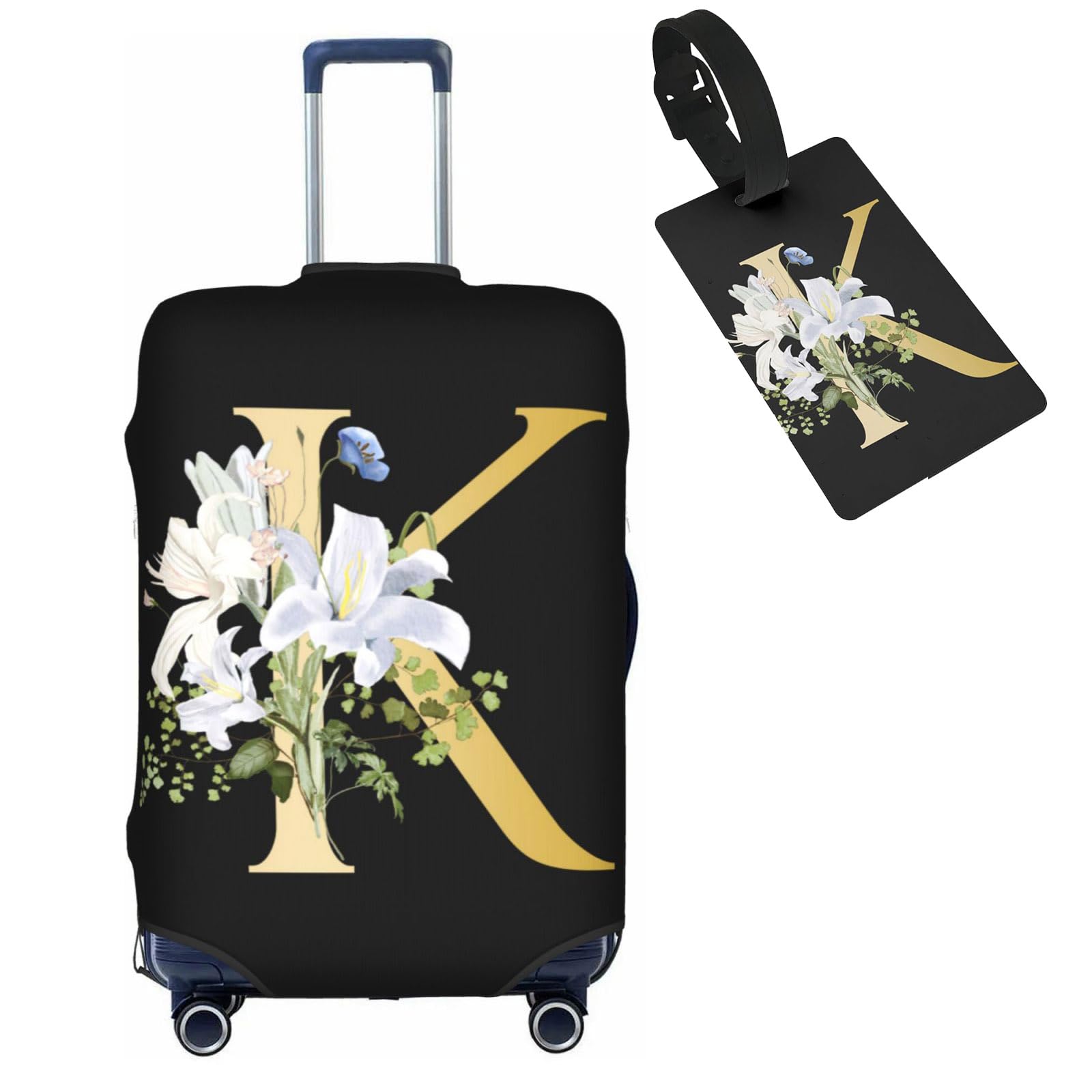 Photo 1 of Tuizumy Decorative K Suitcase Protectors Elastic Washable Luggage Covers With Concealed Zippers For 18-32 Inch Luggage (Size L: Fits 25-28 Inch)