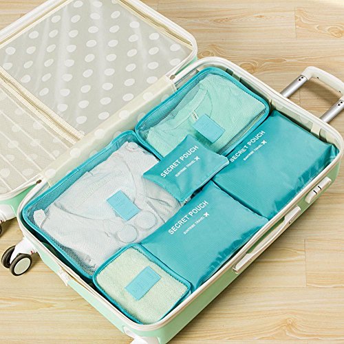 RedDhong Pure-color Waterproof Travel Clothes Organizer Underwear Bag 6 Sets