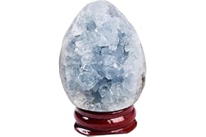 AMOYSTONE Blue Celestite Natural Crystal Egg Geode Irregular for Healing Reiki Home Decors Large, Height 3-3.5"