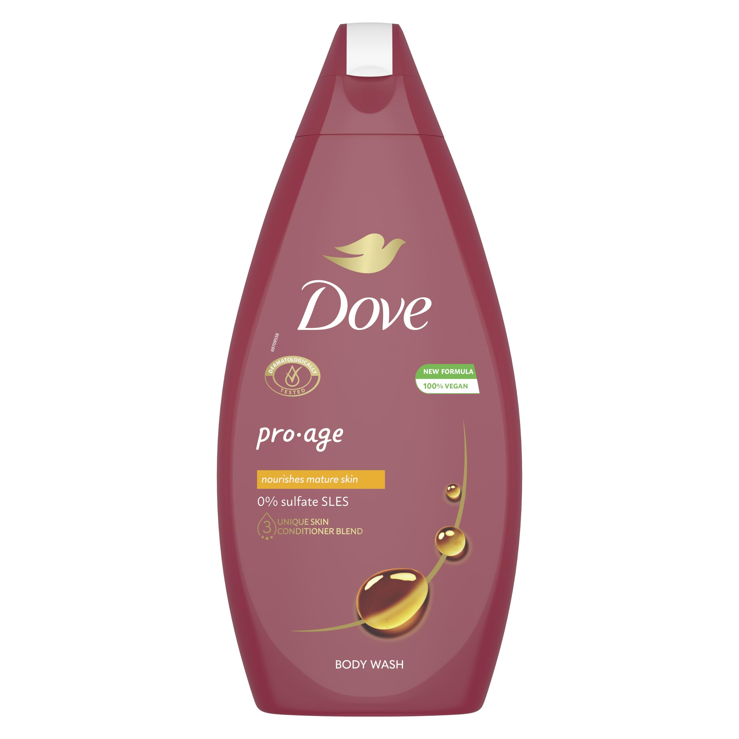 Dove Pro-Age Body Wash Shower Gel Body Cleanser with plant-based moisturisers designed to nourish mature skin in one shower 450 ml