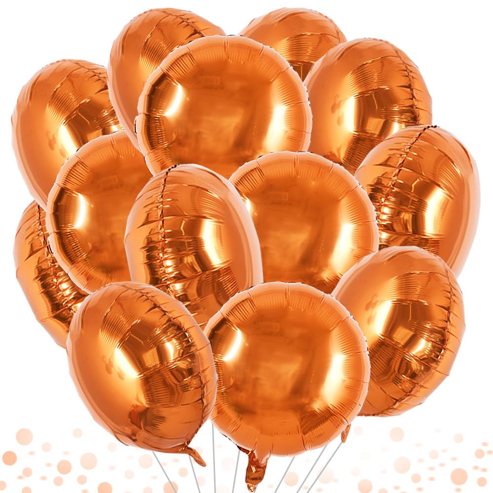 TONIFUL 30Pcs 18 Inch Large Orange Round Shape Foil Balloons Big Orange Circle Helium Mylar Ballons for New Year Chrismas Halloween Birthday Wedding Baby Shower Anniversary Engagement Party
