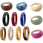 XHBTS 12 Pcs Resin Colorful Wide Thick Dome Knuckle Finger Stackable Joint Ring Retro Acrylic Transparent Vintage Jewelry Party Elegant Handmade Gift
