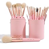 OMANIAC 20Pcs Makeup Brush Set Professional Cruelty-Free Beauty Gift Kit for Beginners &amp; Women - Premium Synthetic Foundation Eyeshadow Blending Face Powder Brushes with Travel Case (Pink)