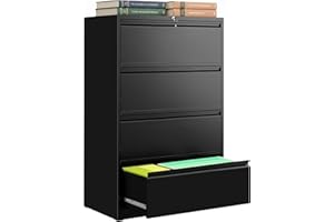 4 Drawer Lateral File Cabinet with Lock, Metal Filing Cabinet for Home Office, Metal Filing Storage Vertical Cabinets, Home O