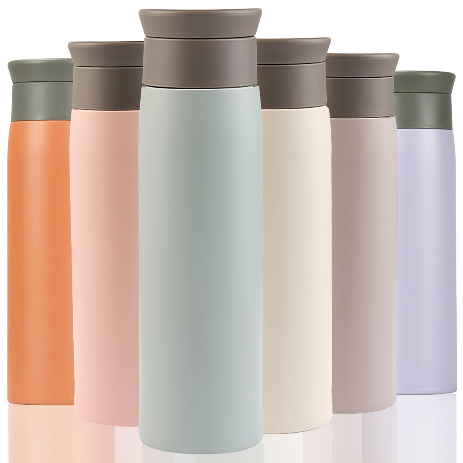 Thermal Flask for Hot Drink, 500ml Coffee Cup Travel Mug, Insulated Travel Coffee Mug, Stainless Steel Water Bottle with Filter, Leak-Proof with Hygienic Drink Opening (Light Green)