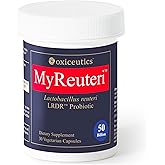 MyReuteri™ 50 Billion CFU Probiotic – Intensive-Strength L. reuteri LRDR™ + FOS Prebiotic – by Dr. William Davis – Makes Yogurt-Like Superfood – 30 Veg Capsules