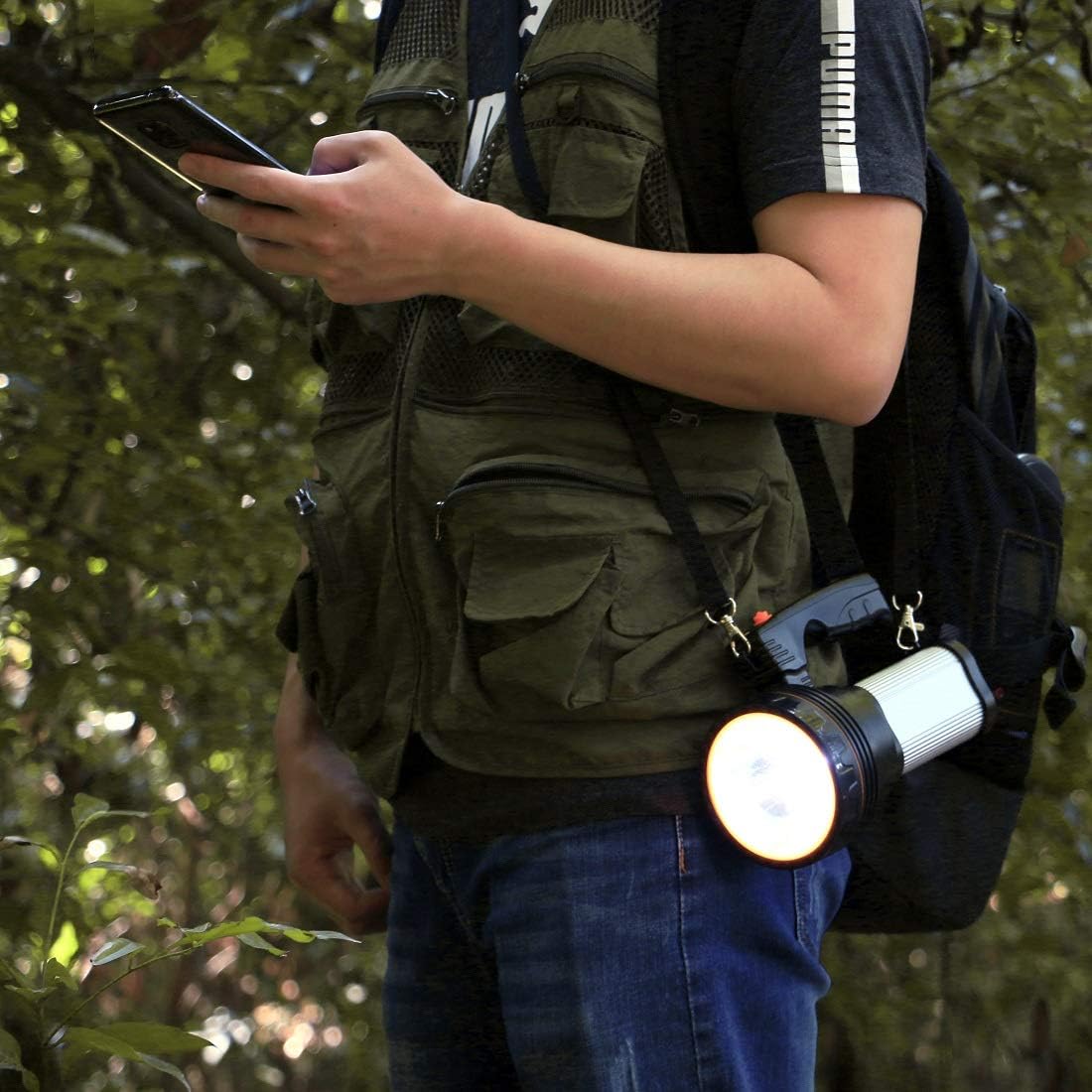 CSNDICE 35W Rechargeable Spot light, spotlight flashlight led, High-power Super Bright 6000mah 9000 Lumens, USB Power Bank Rechargeable flashlights IPX5 Waterproof Searchlight spotlight hunting - - 