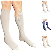 Ziperior Inside Leg Zipper 20-30 mmHg Compression Grade 2 Color Closed Toe Socks (Gray, 4X-Large)