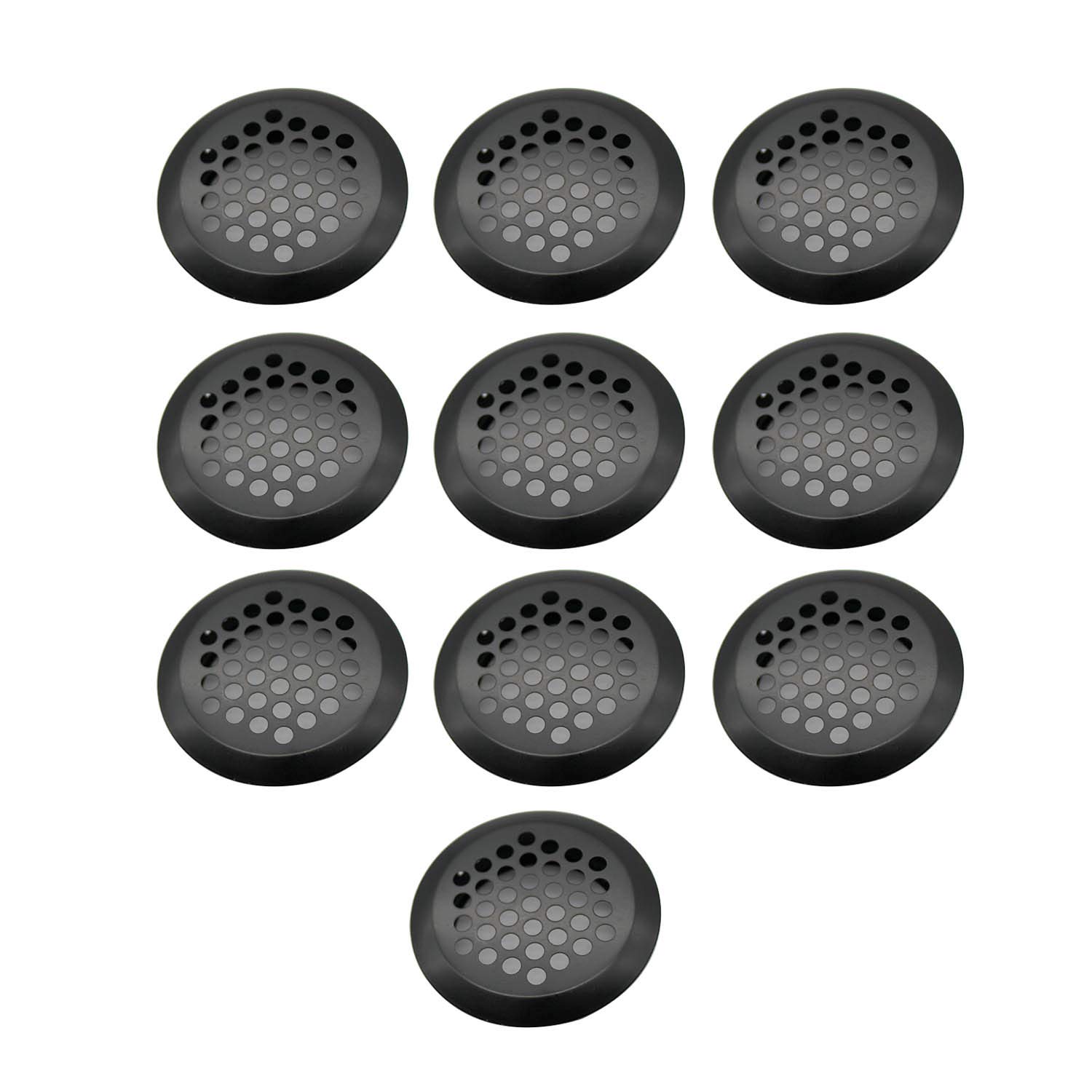 WJUAN 10 Pcs Round Ventilation Mesh Hole 35 mm Stainless Steel Air Vents, Round Vent Hole for Ventilation of Kitchen, Bathroom, Cupboard, Bookshelf and Wardrobe (Black)