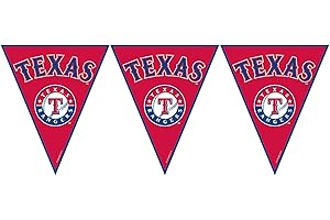 AMSCAN Texas Rangers MLB Red & Blue Plastic Pennant Banner - 12' (Pack Of 1) - Perfect For Game Day & Baseball Fans