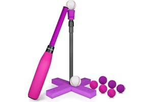 CeleMoon Adjustable TEE Foam T Ball Sets for Kids 3-5 Baseball Softball Bat Set Teeball Batting, 8 Balls Included for Toddlers Boys Girls Gift 3-5 5-8 Years Indoor Outdoor Sport Playing Toys