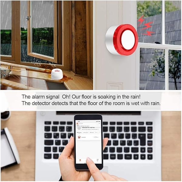 ERAY Wasserleck Detektor kabellos 433 MHz Zubehr fr T1H3 Tuya Smart Home Security Alarmanlage