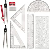 Linex Maths Set 10-Piece Geometry in Metal Tin Compass Protractor Ruler view 4