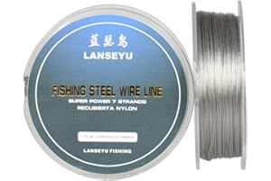 LANSEYU 100 Metres 17 Pound 0.38mm Fishing Stee Wire Nylon Coated 1x7 Stainless Steel Leader Wire Super Soft Fishing Wire Lines