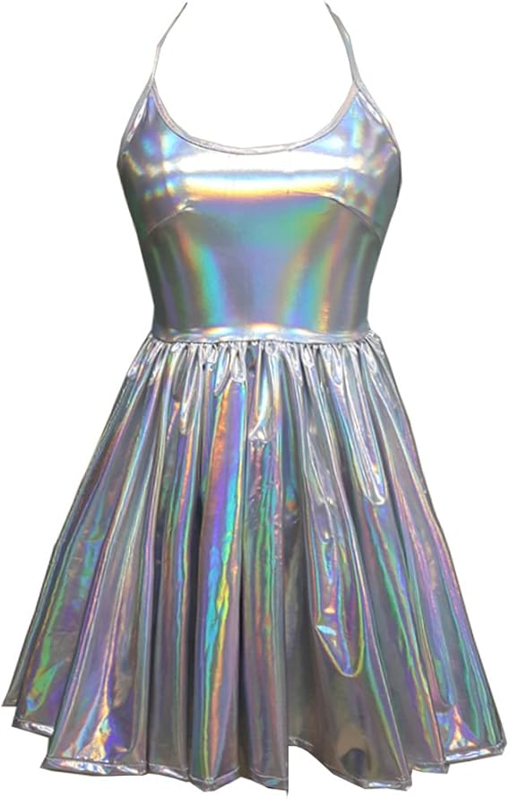 Amazon Co Jp Pindaサマーミュージカルフェスティバルレイヴ服ホログラフィックラップサークルスケータードレス L 8069sr 服 ファッション小物