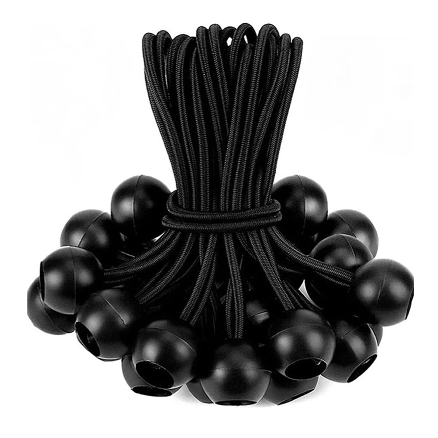 50Pcs Ball Bungees, 6" Bungee Cords with Balls, Black Ball Bungee Cords Heavy Duty, for Tarpaulins, Pavilions, Tents, Camping