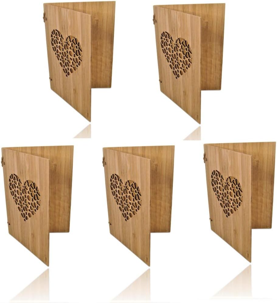 SZillion Bambus Geschenkkarte mit Herz. 5er Set