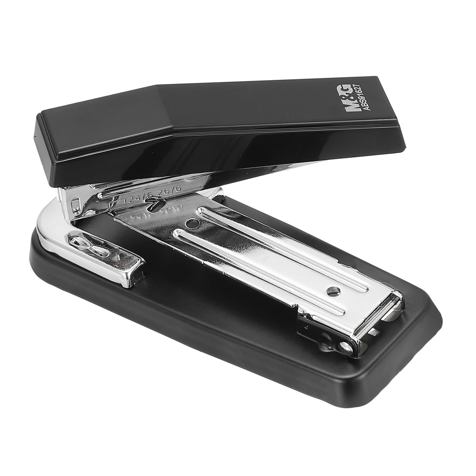 PATIKIL M&G Desktop Stapler, 25-50 Sheet Capacity, 360 Degree Rotation, Black