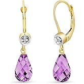 Galaxy Gold GG 14k Solid Gold Leverback Earrings with Diamonds and Amethysts