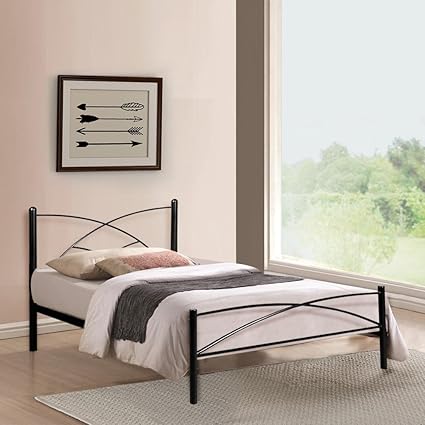 FurnitureKraft Berlin Metal Single Bed,Black