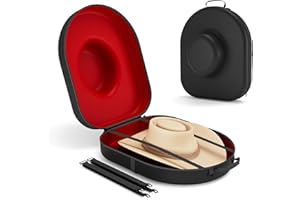 VTRIN Cowboy Hat Box for Travel, Crush Proof Western Hat Holder Storage, Fits Most Sizes, Up to 2 Hats, with Handle, Luggage Strap and Adjustable Shoulder Strap, Large