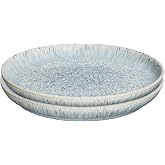 Denby - Halo Speckle Medium Plates Set of 2 - Grey, Neutral Patterned Coupe Dishwasher Microwave Safe Crockery 21cm - Glazed Ceramic Stoneware Tableware - Chip &amp; Crack Resistant