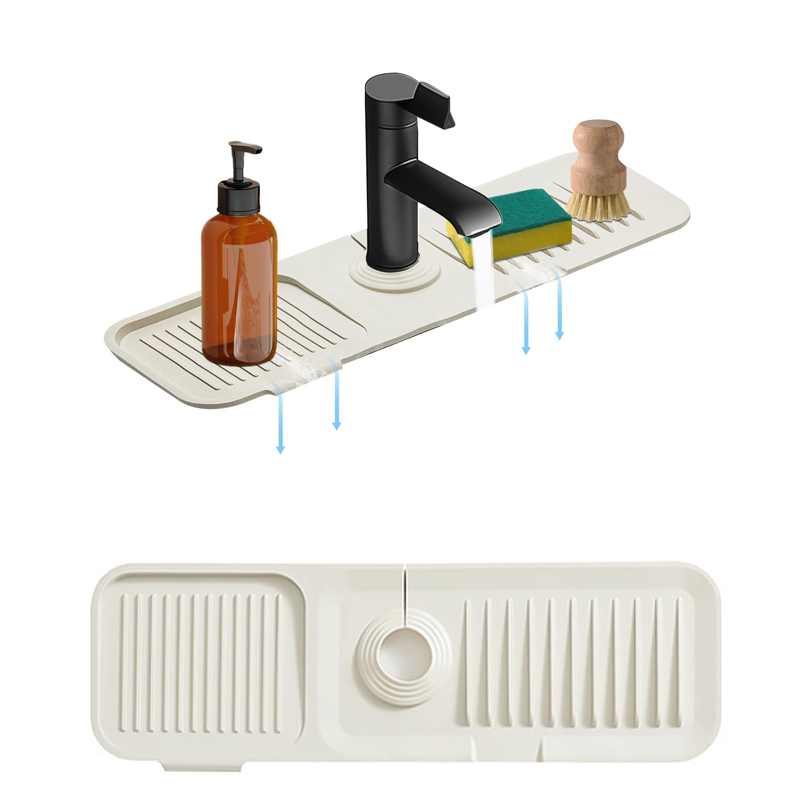 Photo 1 of 14.5*5.5 Inch Large Non-Slip Base,Multi-Surface Protector for Kitchen,Bathroom,Laundry,RV,Easy Clean Water Deflector Accessory(milky white)